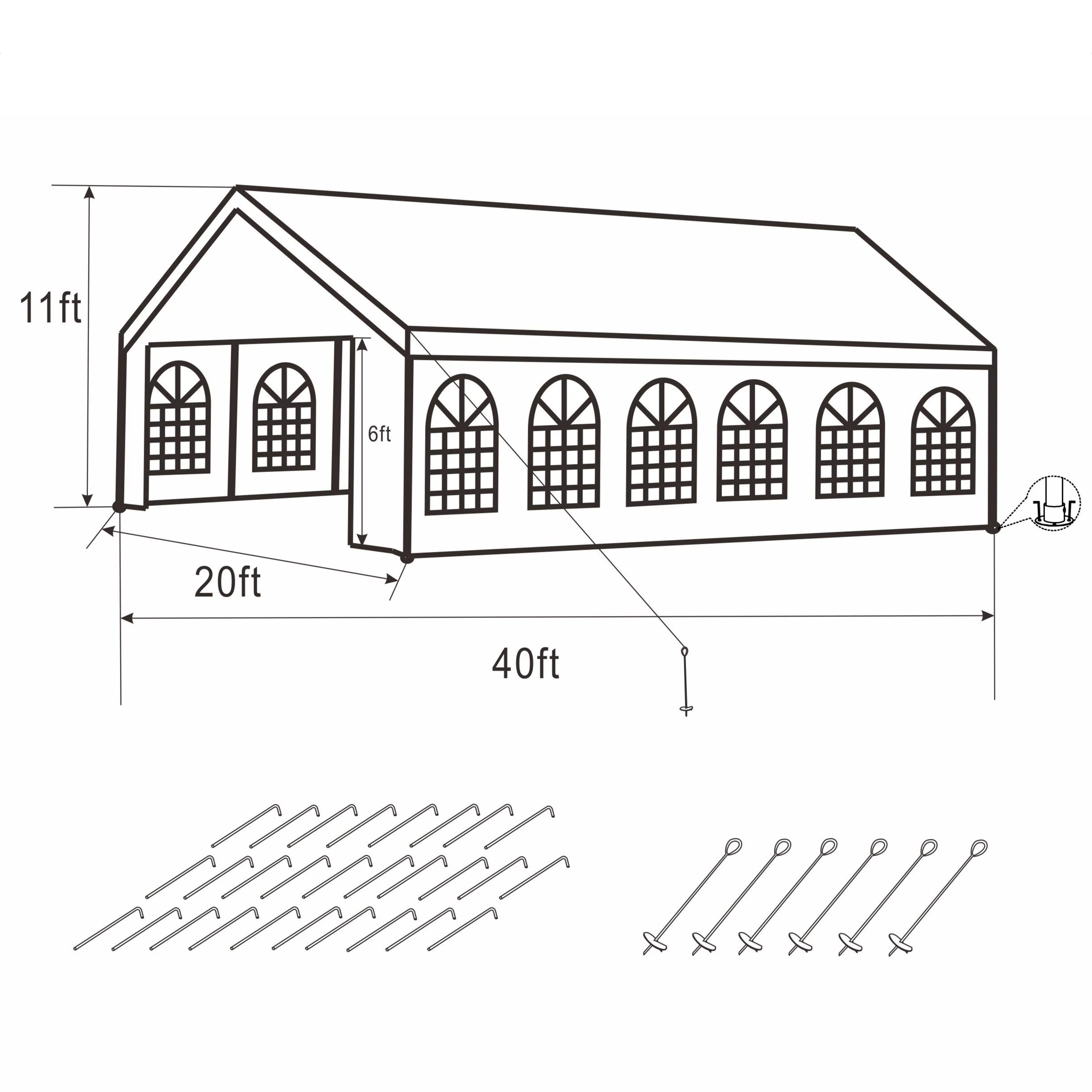 ALEKO PWT20X40 Heavy Duty Outdoor Canopy Event Tent with Windows - 20 X 40 FT - White
