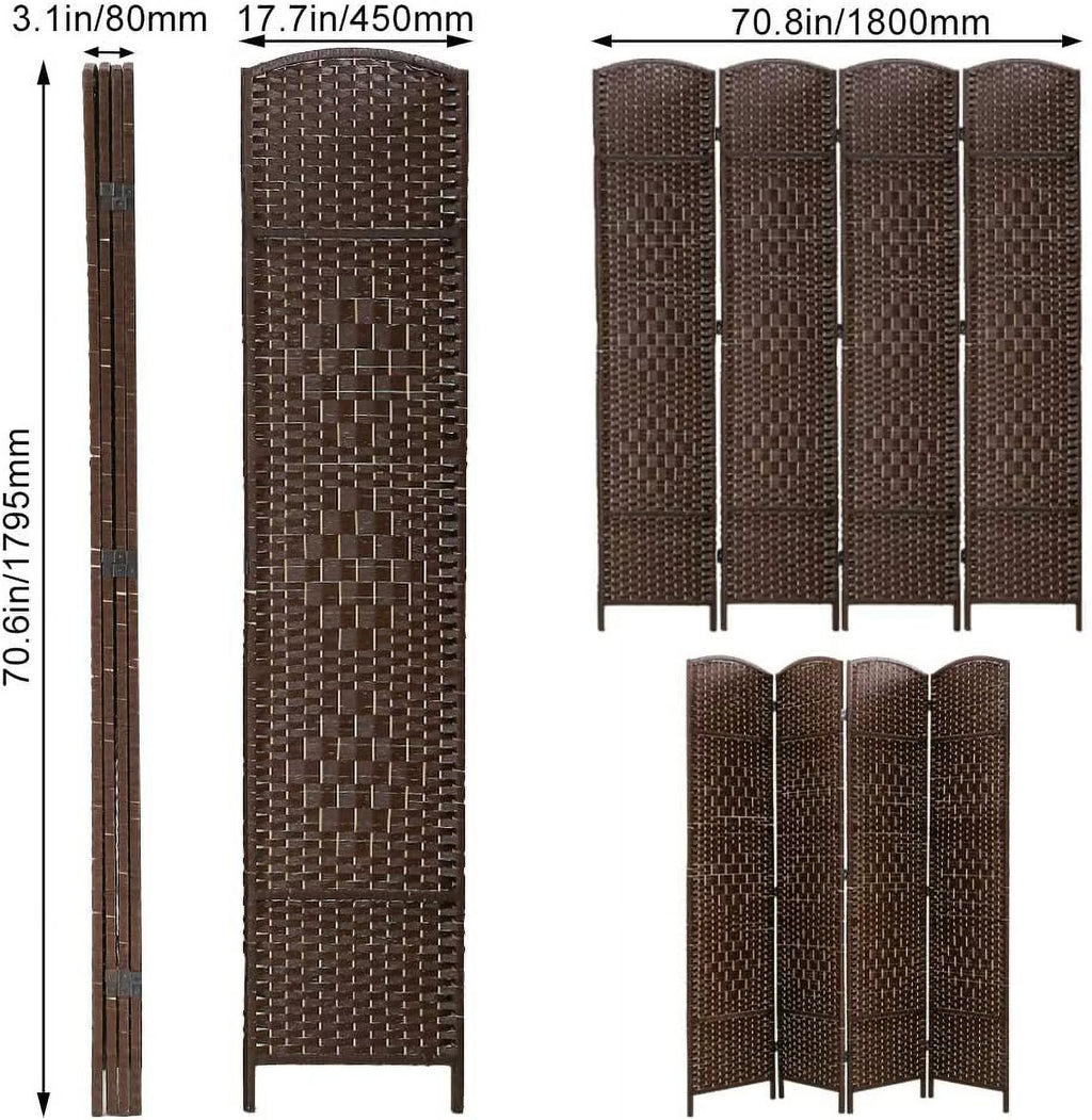 Dkeli Room Dividers and Folding Privacy Screens 6 Panel Portable Privacy Partition, Brown