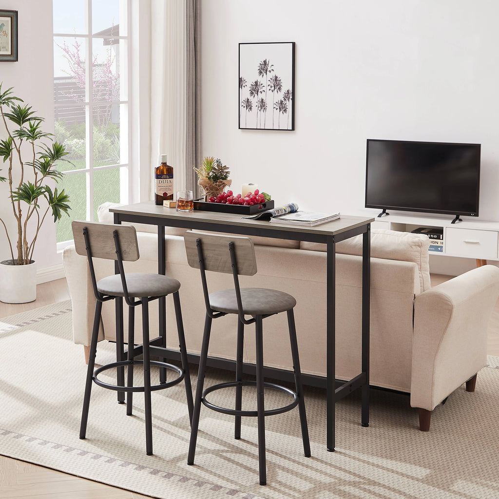 5 Piece Bar Table Set, Modern Counter Height Dining Set, Home Dining Table and Chairs Set for 4, Kitchen Breakfast Table Set with 4 Cushioned Stools, Bistro Pub Table Set, Rustic Brown