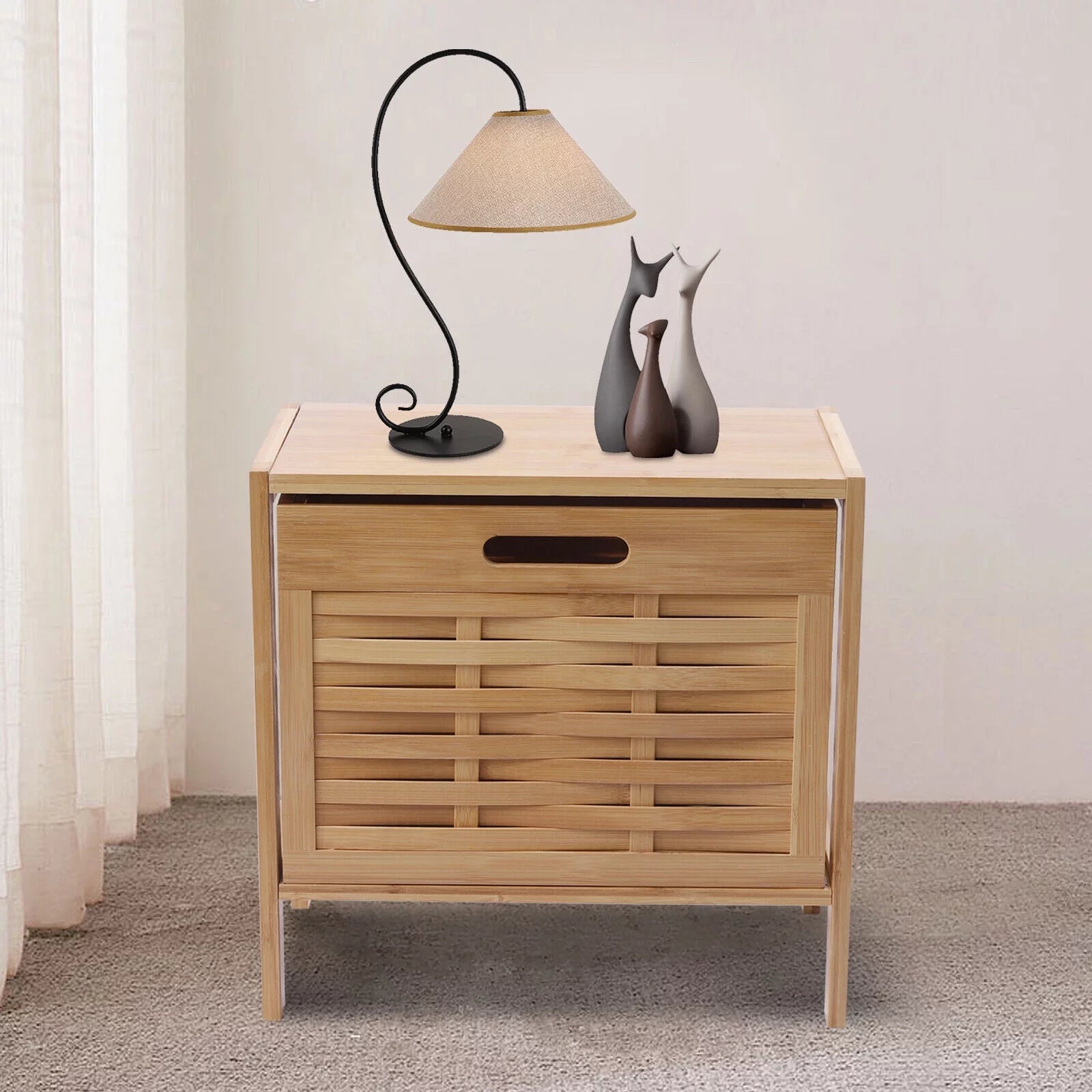 MIDUO Bedroom Moisture-proof Storage Nightstand Waterproof Side Table with Pull-out Rawer