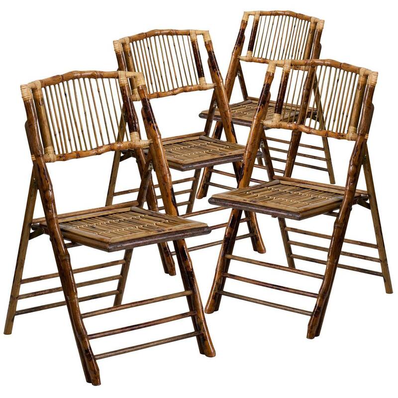 Bamboo Wood Folding Chair (4-Pack)