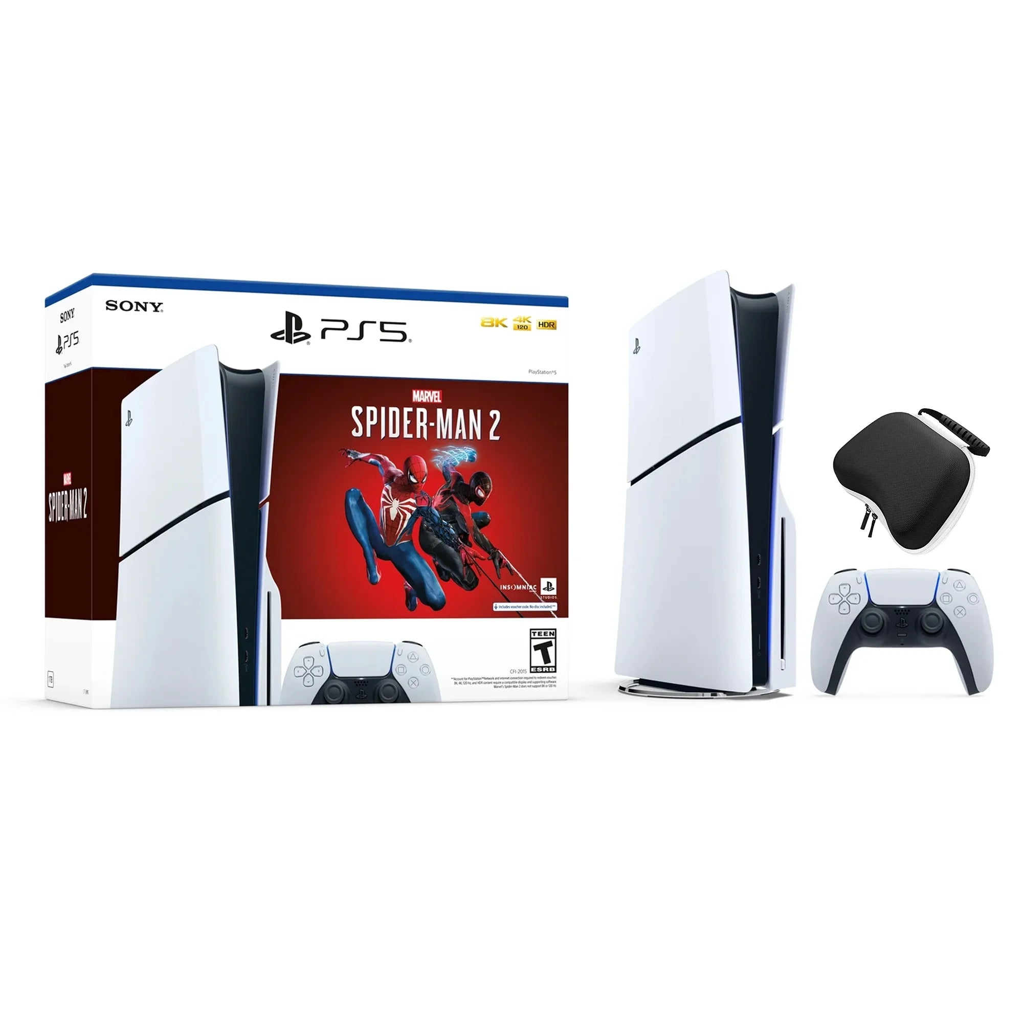 2023 New PlayStation 5 Slim Disc Edition Marvel Spider-Man 2 Bundle and Mytrix Controller Case - White, Slim PS5 1TB PCIe SSD Gaming Console