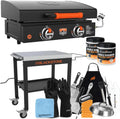 22 Inch Blackstone Griddle with Lid, Nonstick On The Go Tabletop Gas Griddle Outdoor Grill Combo with Blackstone Portable Prep Table, Blackstone Accessories, Seasoning and Wholesalehome Gloves & Cloth