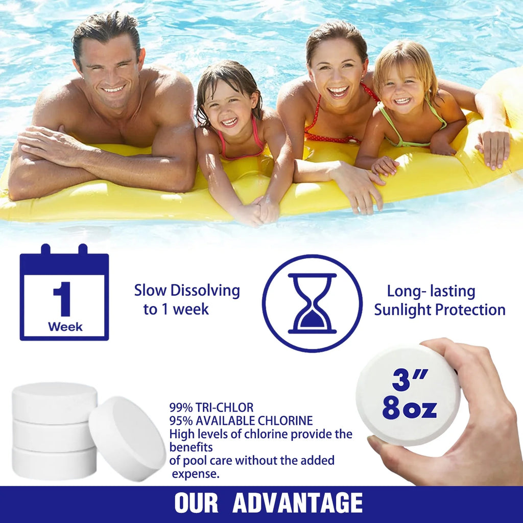 50lbs 3" Inch Stabilized Chlorine Tablets | Individually Wrapped Chlorinating Tabs | Sanitizing Swimming Pools & Spas | Long Lasting, Slow Dissolving, UV Protected | 114 Tablets