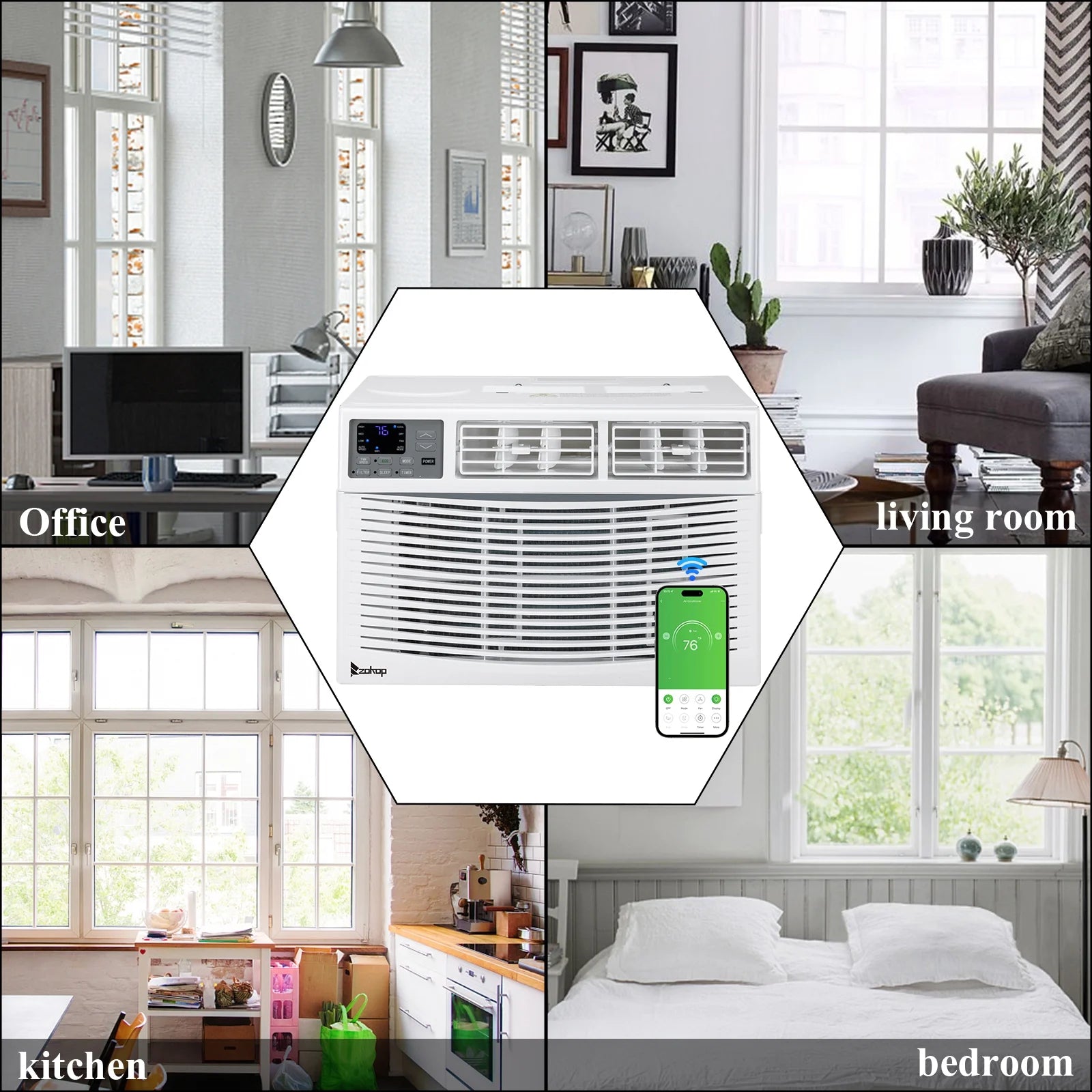 Zimtown 10000BTU 1050W Window Air Conditioner With WIFI And Remote, White
