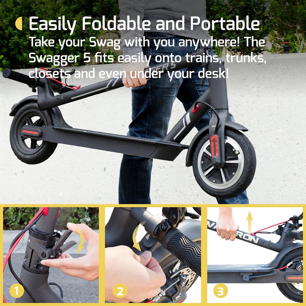 SWAGTRON Swagger Elite 5s Foldable Electric Scooter with Upgraded 18 MPH Top Speed