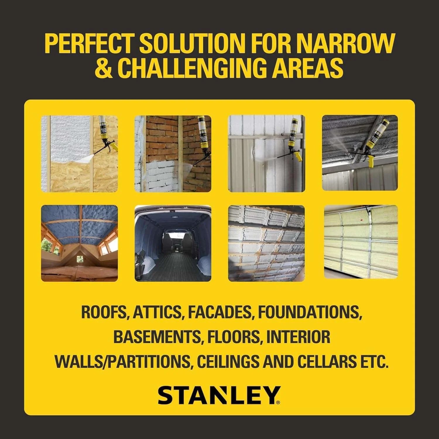 Stanley Supercoat Spray Foam Insulation Kit - Closed Cell Spray Foam Covers up to 480 Board feet - 27.1 oz, 24 Pack + Complete Set