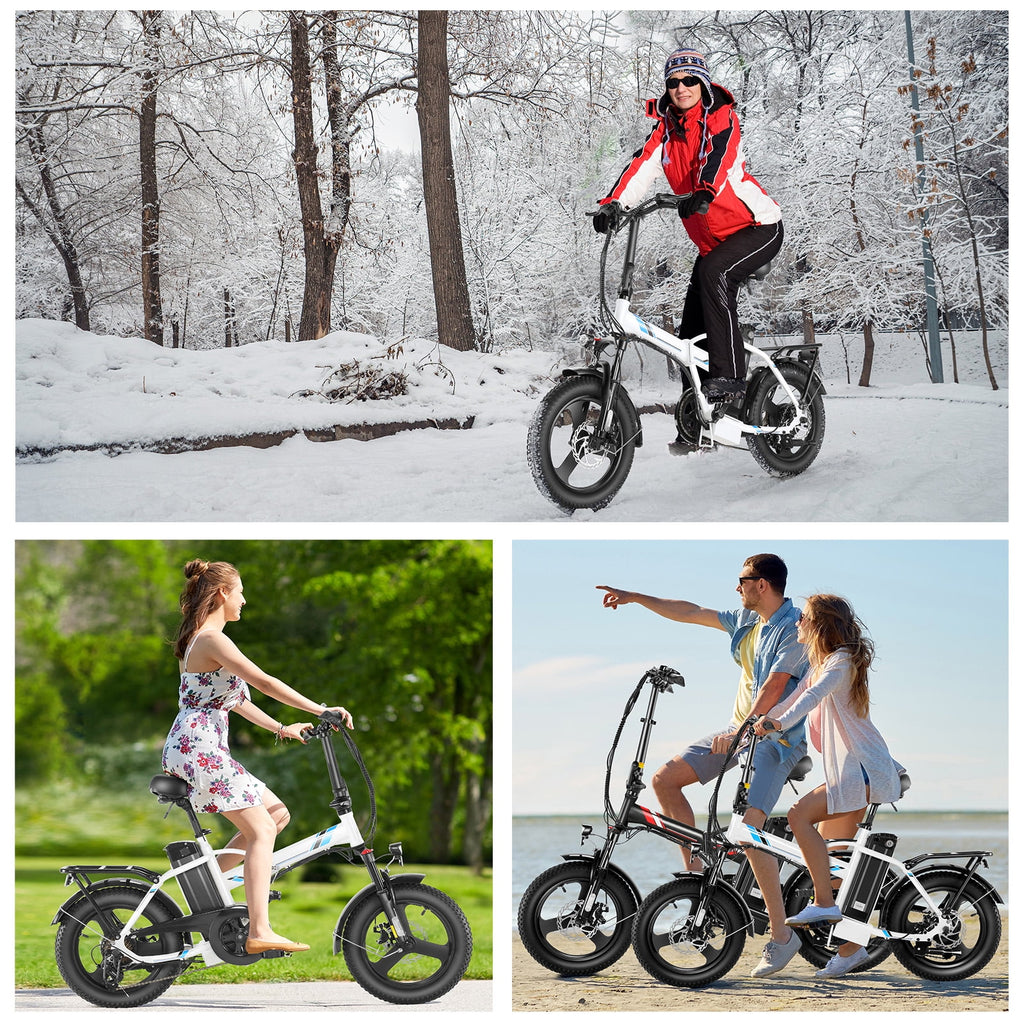Gocio Electric Bike Fat Tire Folding Electric Bicycle for Adults with LCD Display, 350W Ebike 48V City Bike with 374.4wh Removable Battery Shimano 7 Speed Commuting Hybrid Bike UL2849