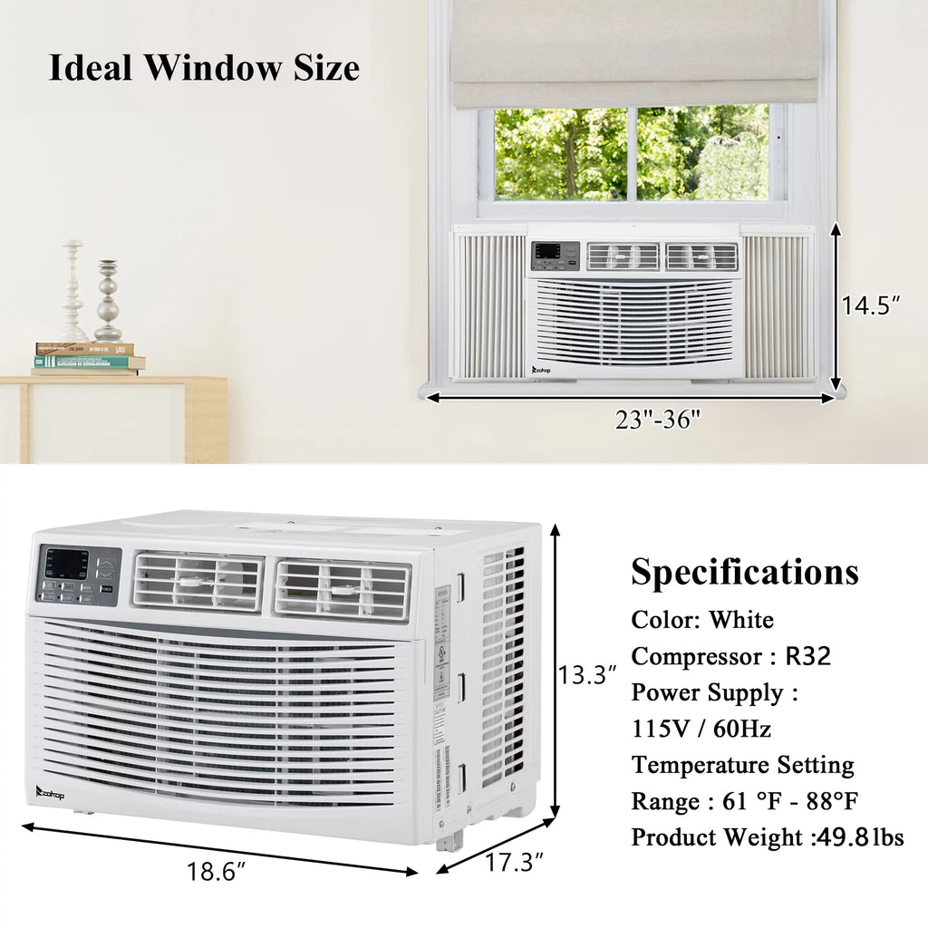 Zimtown 10000BTU 1050W Window Air Conditioner With WIFI And Remote, White