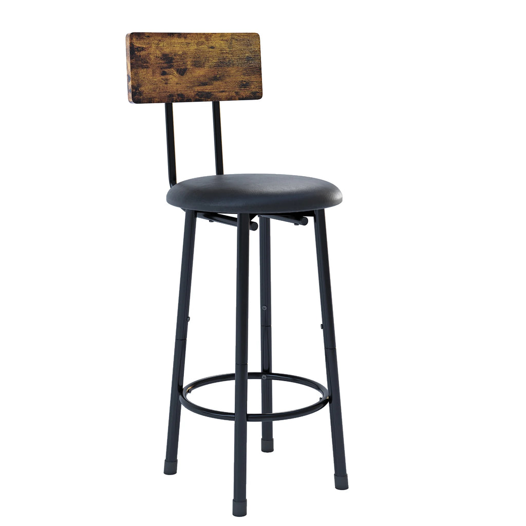 5 Piece Bar Table Set, Modern Counter Height Dining Set, Home Dining Table and Chairs Set for 4, Kitchen Breakfast Table Set with 4 Cushioned Stools, Bistro Pub Table Set, Rustic Brown