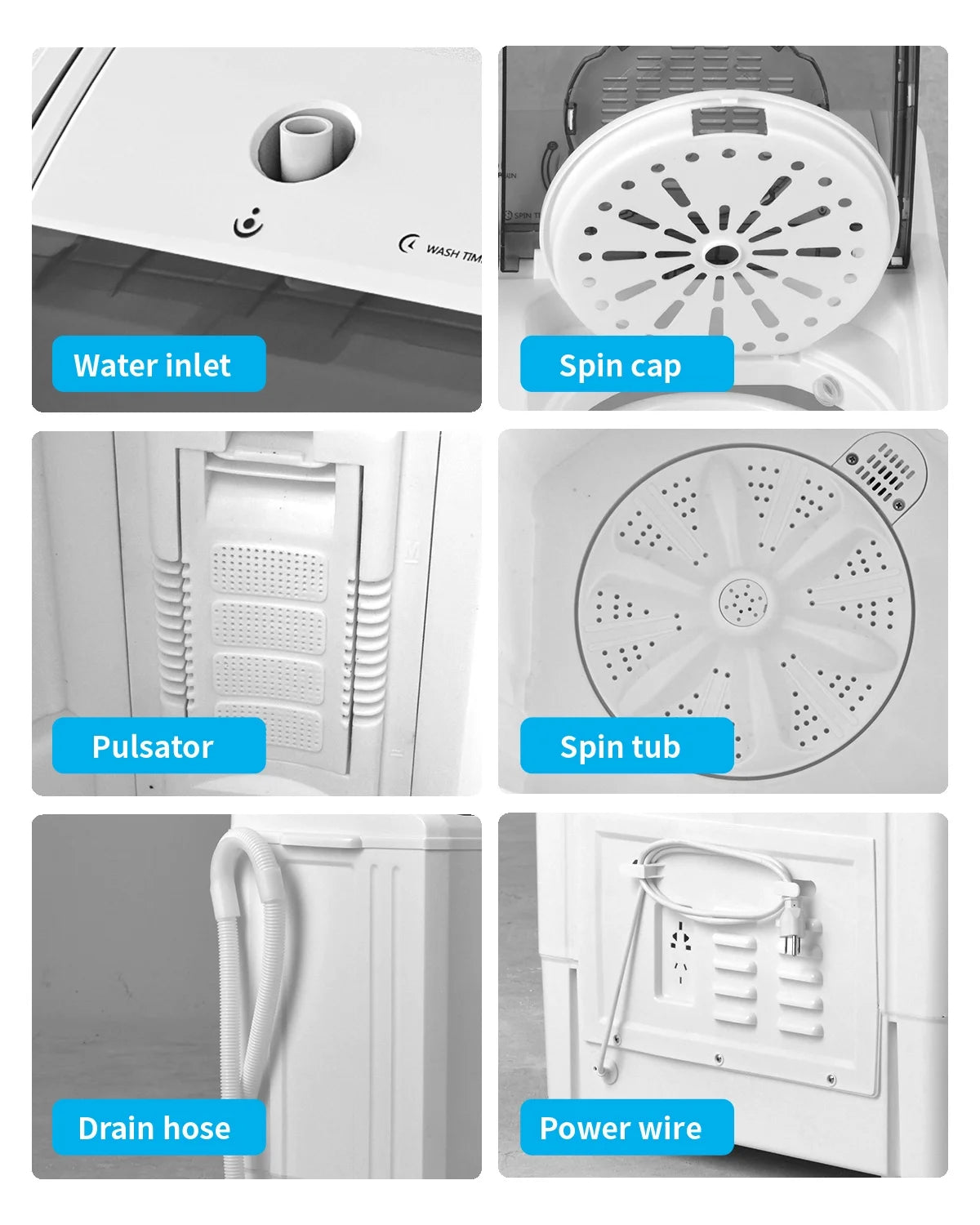 Zimtown Portable Washing Machine, 26 Lbs Semi-automatic Twin Tub Washing Machine with Wash and Cycle Combo, Built-in Drain Pump, Laundry Washer for Apartment, Dorm, College Room, RV's